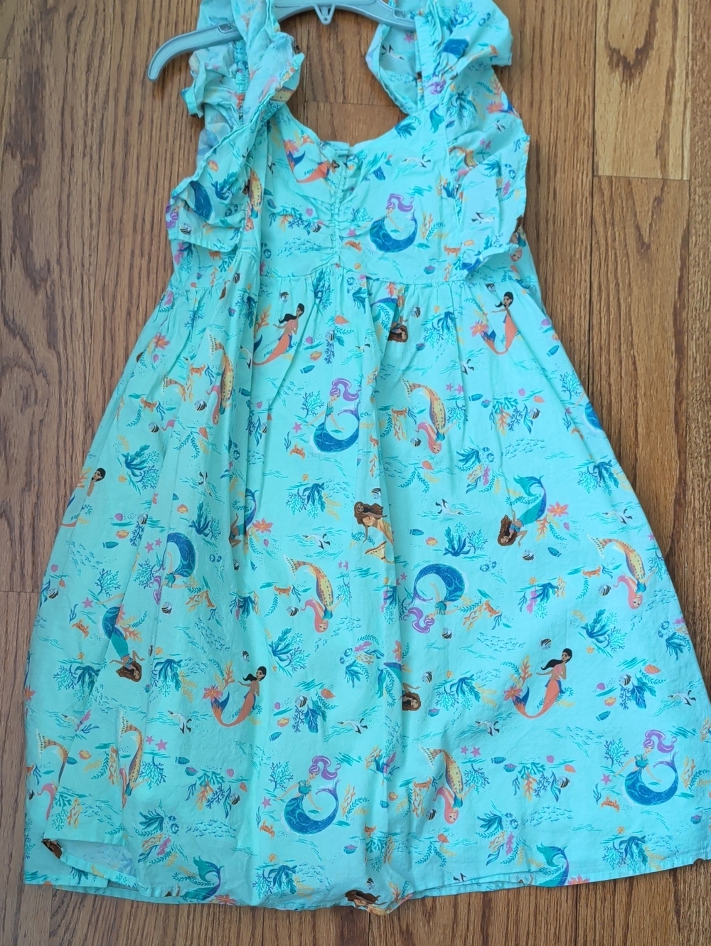 Janie & Jack/ Disney Collab- Girls' Aqua Mermaid Print Dress